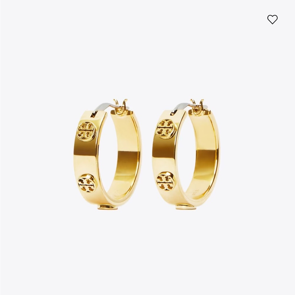 Tory Burch Gold Logo Hoop Earrings